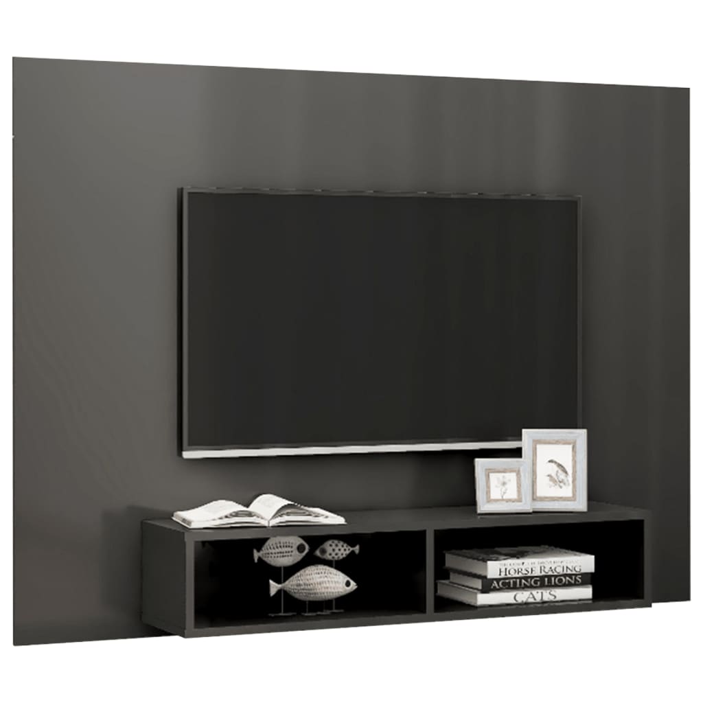 TV-Wandschrank Hochglanz-Grau 135x23,5x90 cm Spanplatte