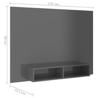 Thumbnail for TV-Wandschrank Hochglanz-Grau 135x23,5x90 cm Spanplatte