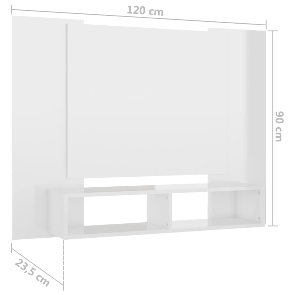 TV-Wandschrank Hochglanz-Weiß 120x23,5x90 cm Spanplatte