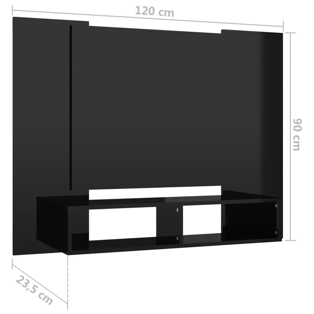 TV-Wandschrank Hochglanz-Schwarz 120x23,5x90 cm Holzwerkstoff