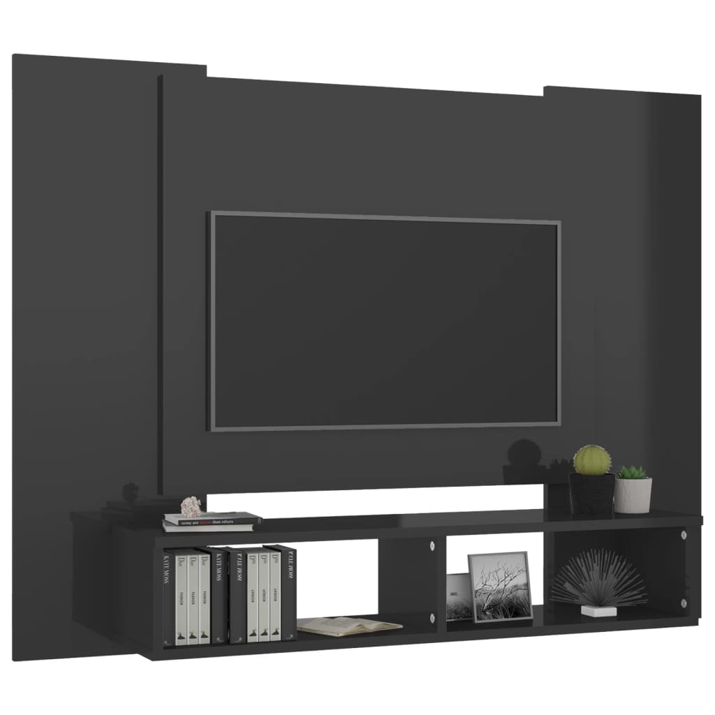 TV-Wandschrank Hochglanz-Grau 120x23,5x90 cm Spanplatte
