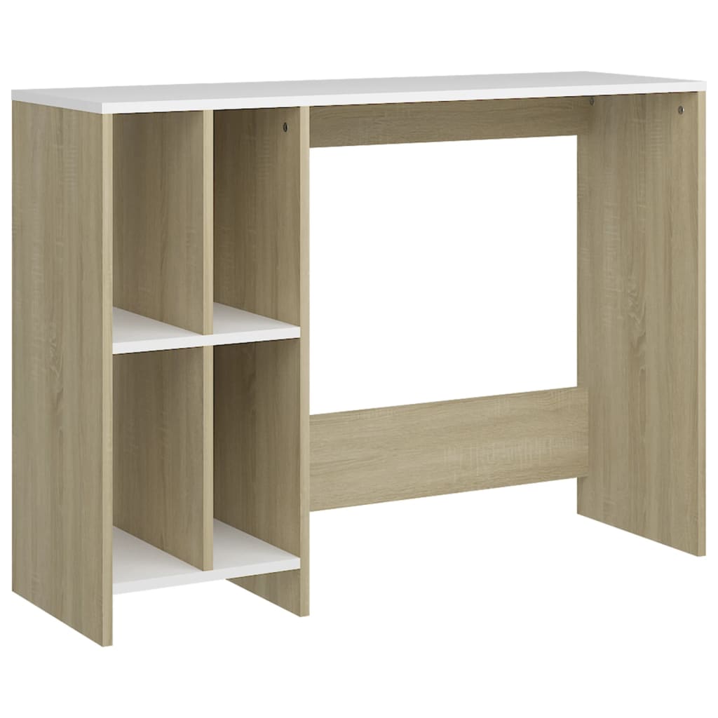 Computertisch Weiß und Sonoma-Eiche 102,5x35x75 cm Spanplatte