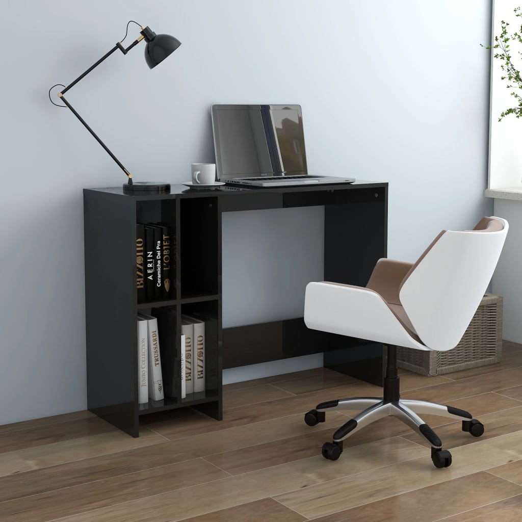 Computertisch Hochglanz-Schwarz 102,5x35x75 cm Spanplatte