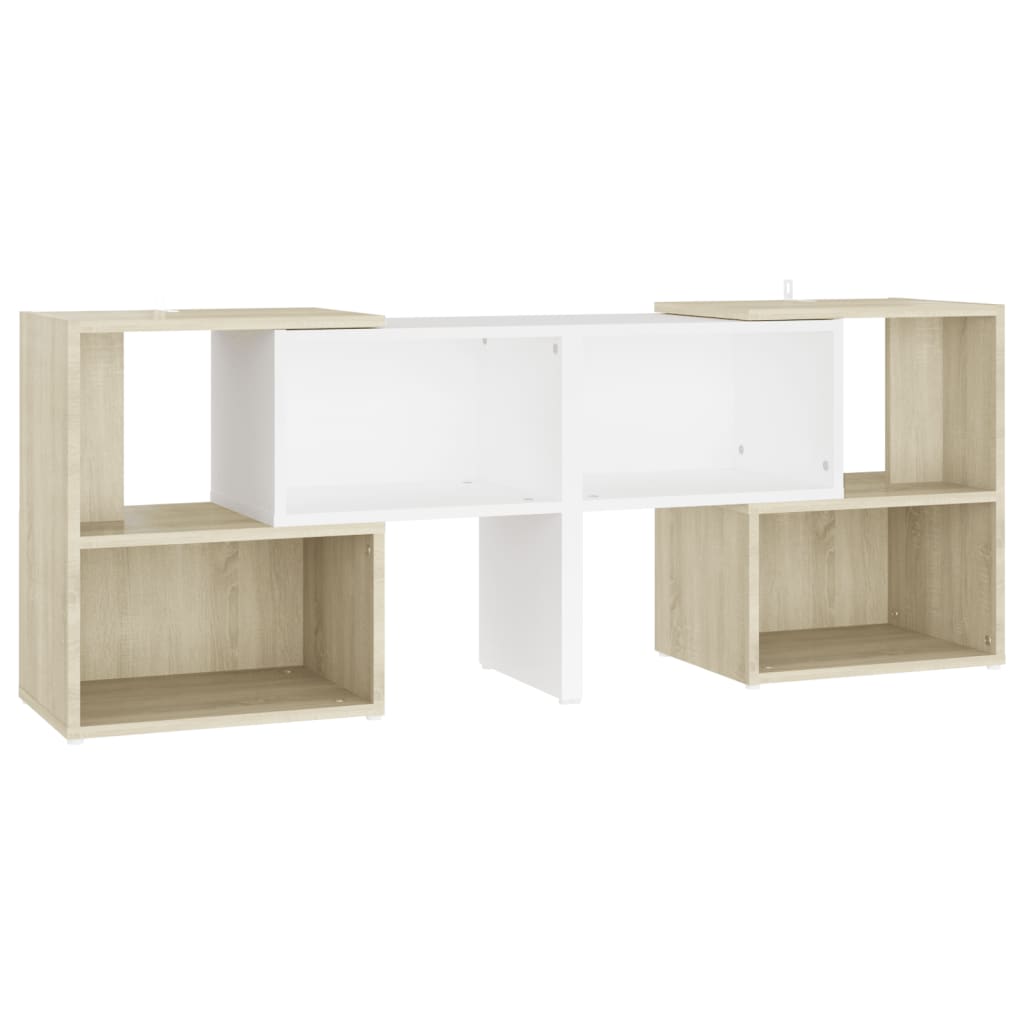 TV-Schrank Weiß und Sonoma-Eiche 104x30x52cm Holzwerkstoff
