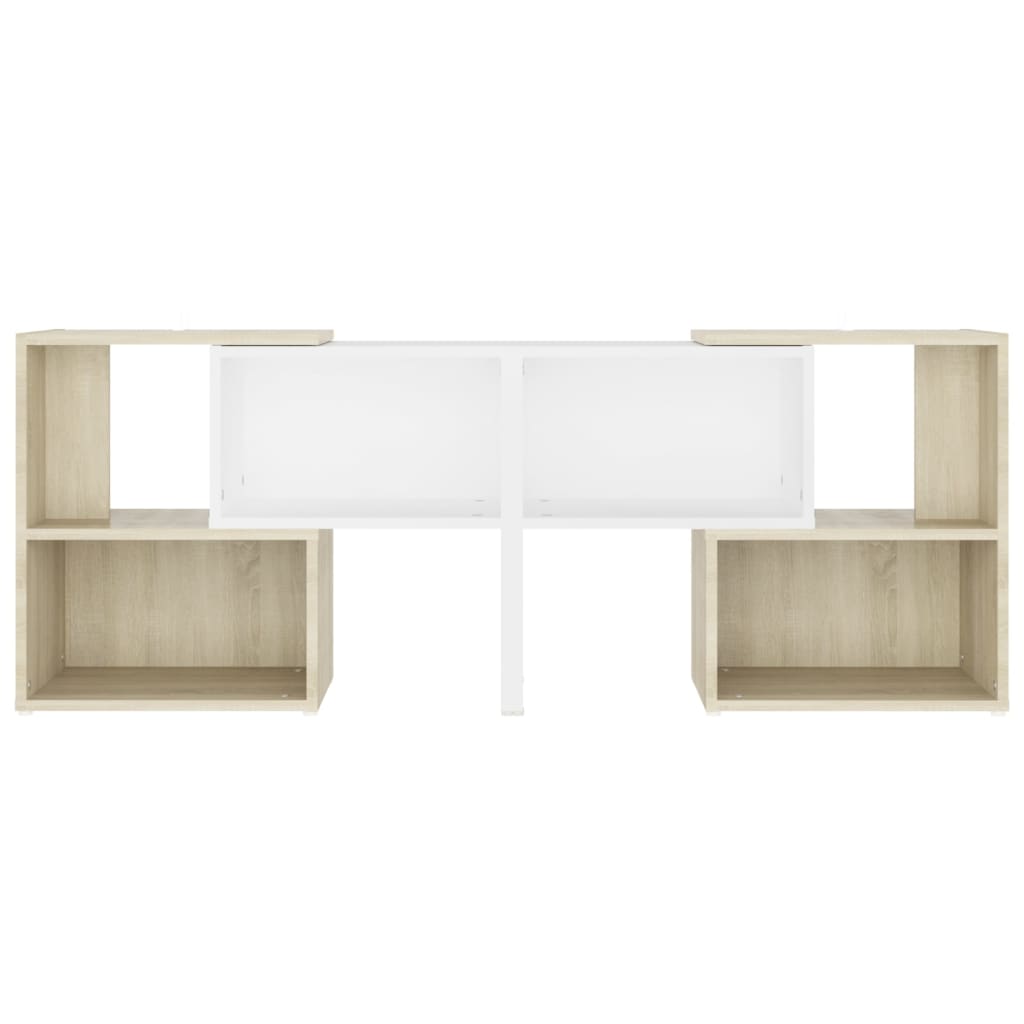 TV-Schrank Weiß und Sonoma-Eiche 104x30x52cm Holzwerkstoff