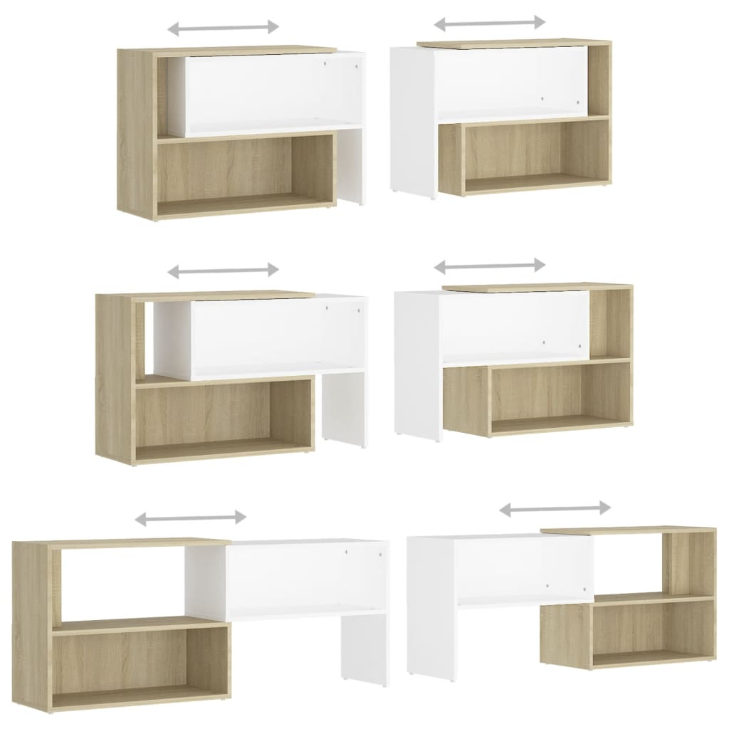 TV-Schrank Weiß Sonoma-Eiche 149x30x52 cm Spanplatte