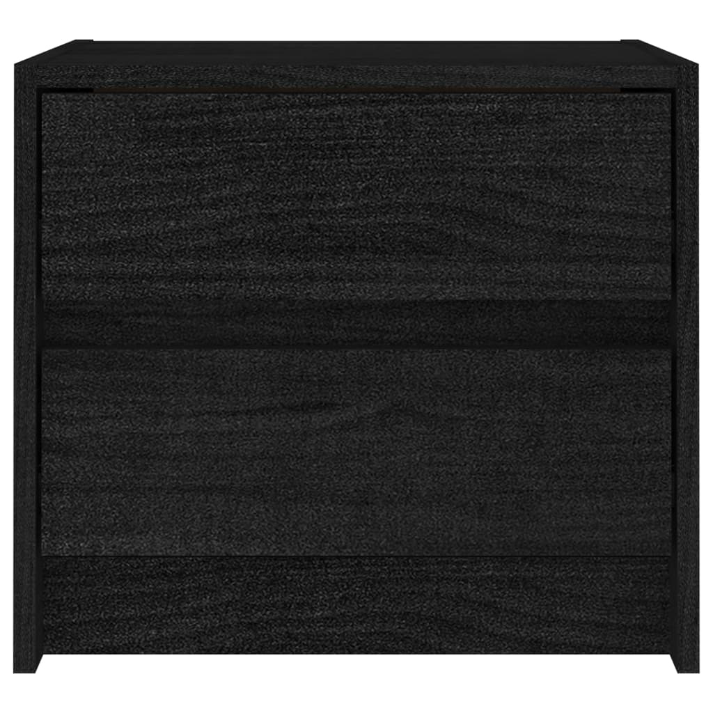 Nachttische 2 Stk. Schwarz 40x30,5x35,5 cm Massivholz Kiefer