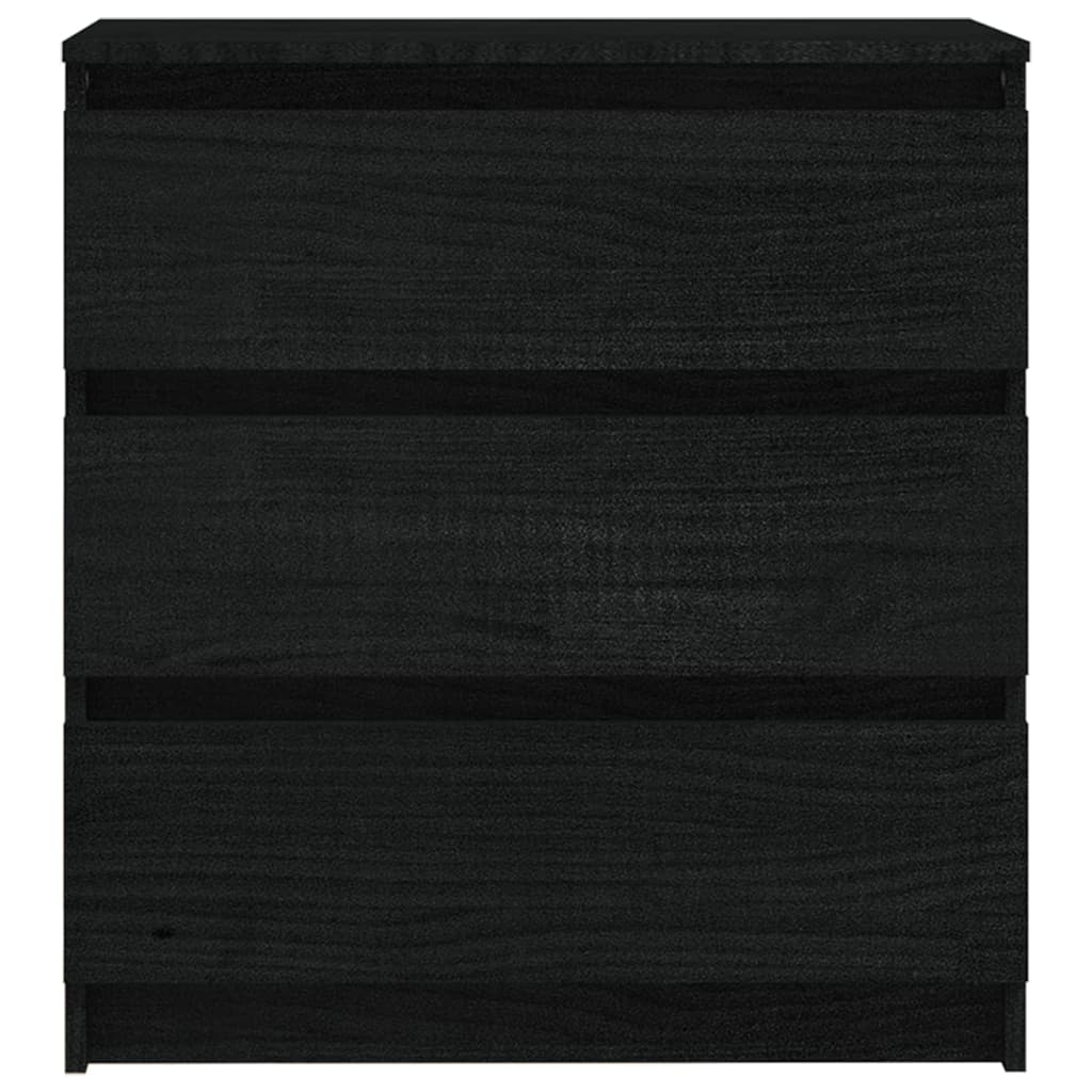 Nachttisch Schwarz 60x36x64 cm Kiefer Massivholz