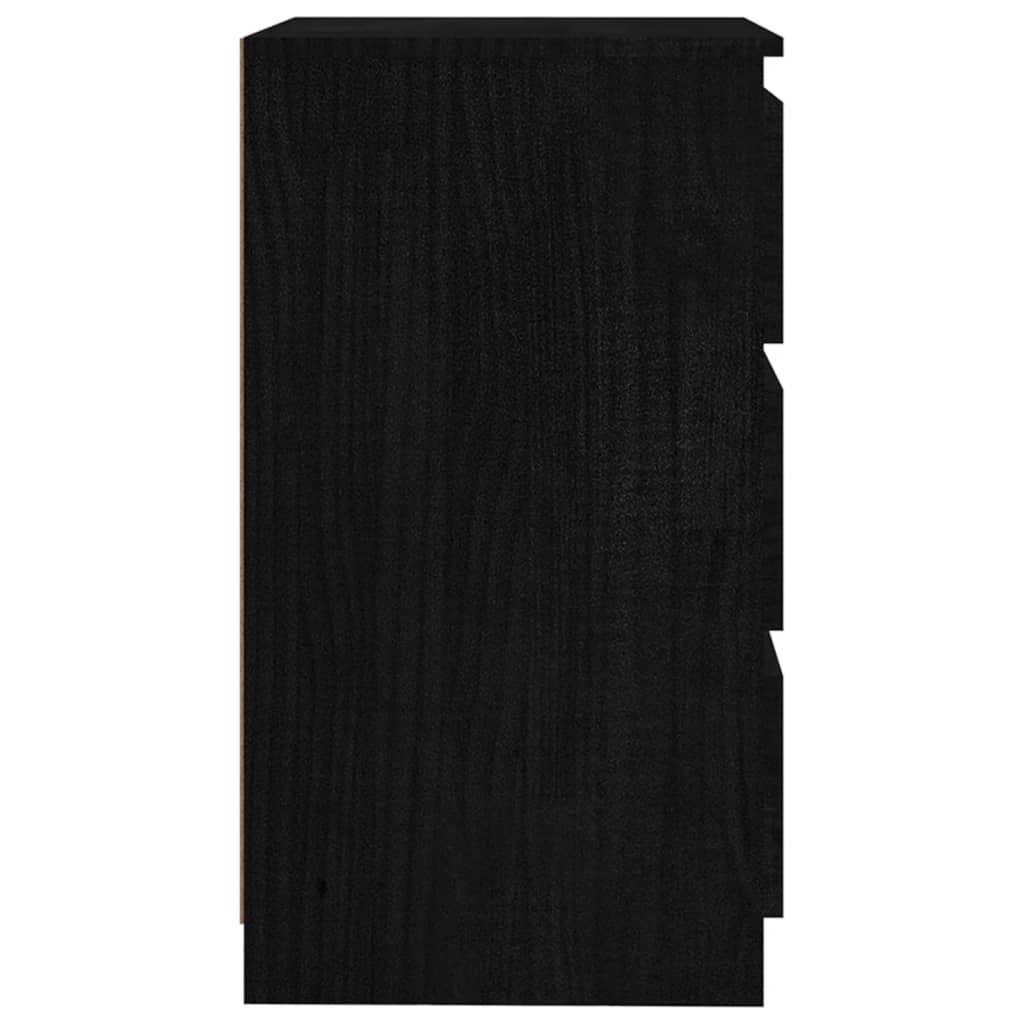 Nachttisch Schwarz 60x36x64 cm Kiefer Massivholz