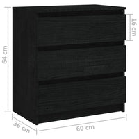 Thumbnail for Nachttisch Schwarz 60x36x64 cm Kiefer Massivholz