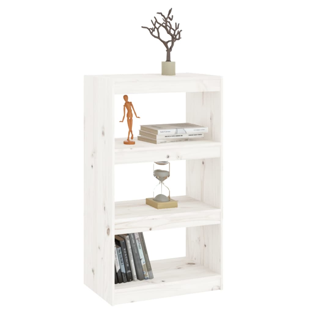 Bücherregal Raumteiler Weiß 60x30x103,5 cm Massivholz Kiefer