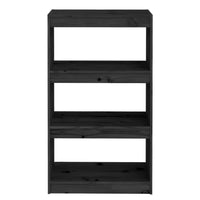 Thumbnail for Bücherregal/Raumteiler Schwarz 60x30x103,5 cm Massivholz Kiefer