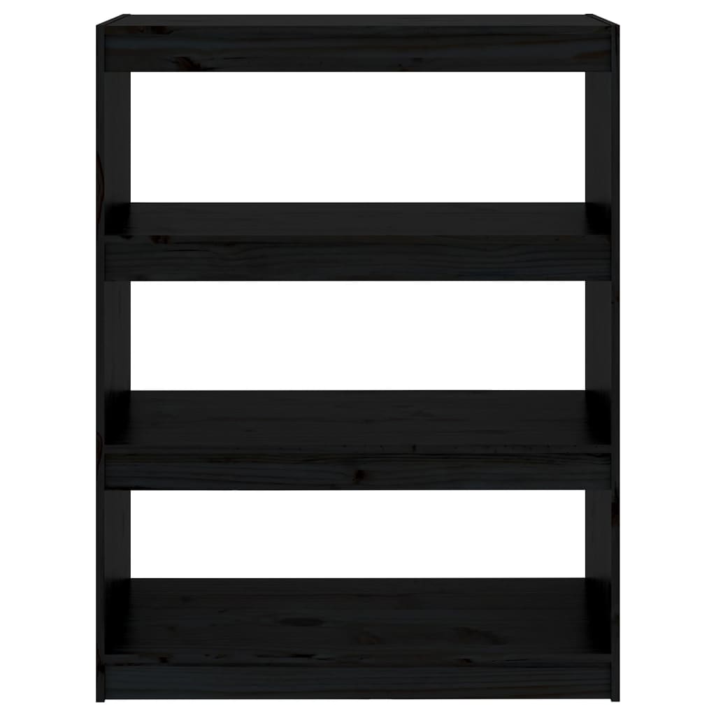 Bücherregal Raumteiler Schwarz 80x30x103,5 cm Massivholz Kiefer