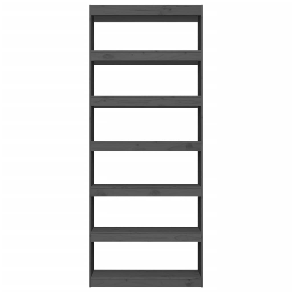 Bücherregal/Raumteiler Grau 80x30x199,5 cm Massivholz Kiefer