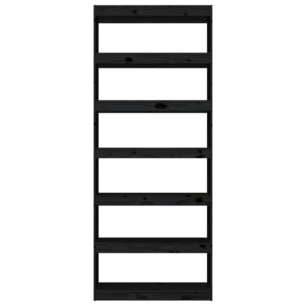 Bücherregal/Raumteiler Schwarz 80x30x199,5 cm Massivholz Kiefer