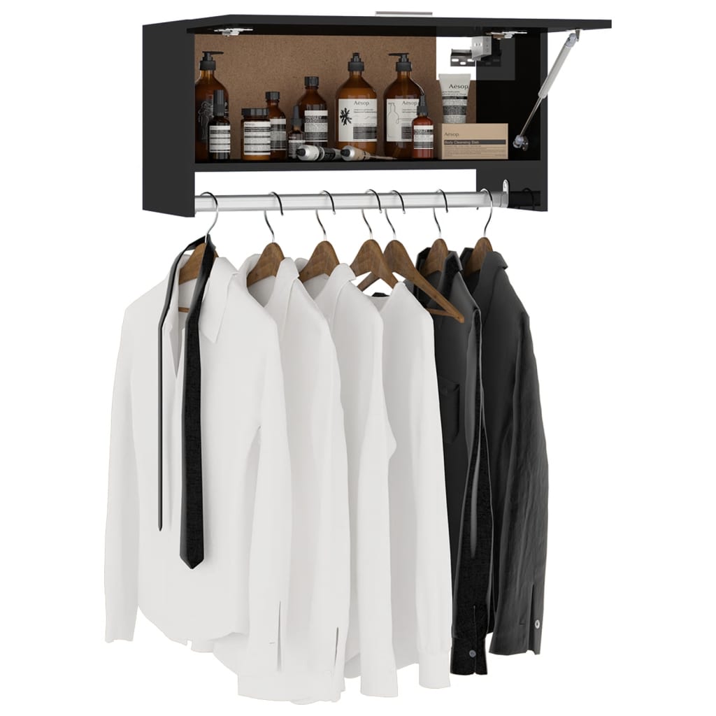 Kleiderschrank Hochglanz-Schwarz 70x32,5x35 cm Spanplatte