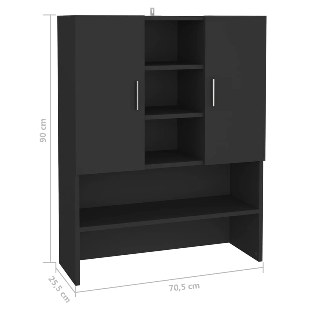 Waschmaschinenschrank Schwarz 70,5x25,5x90 cm