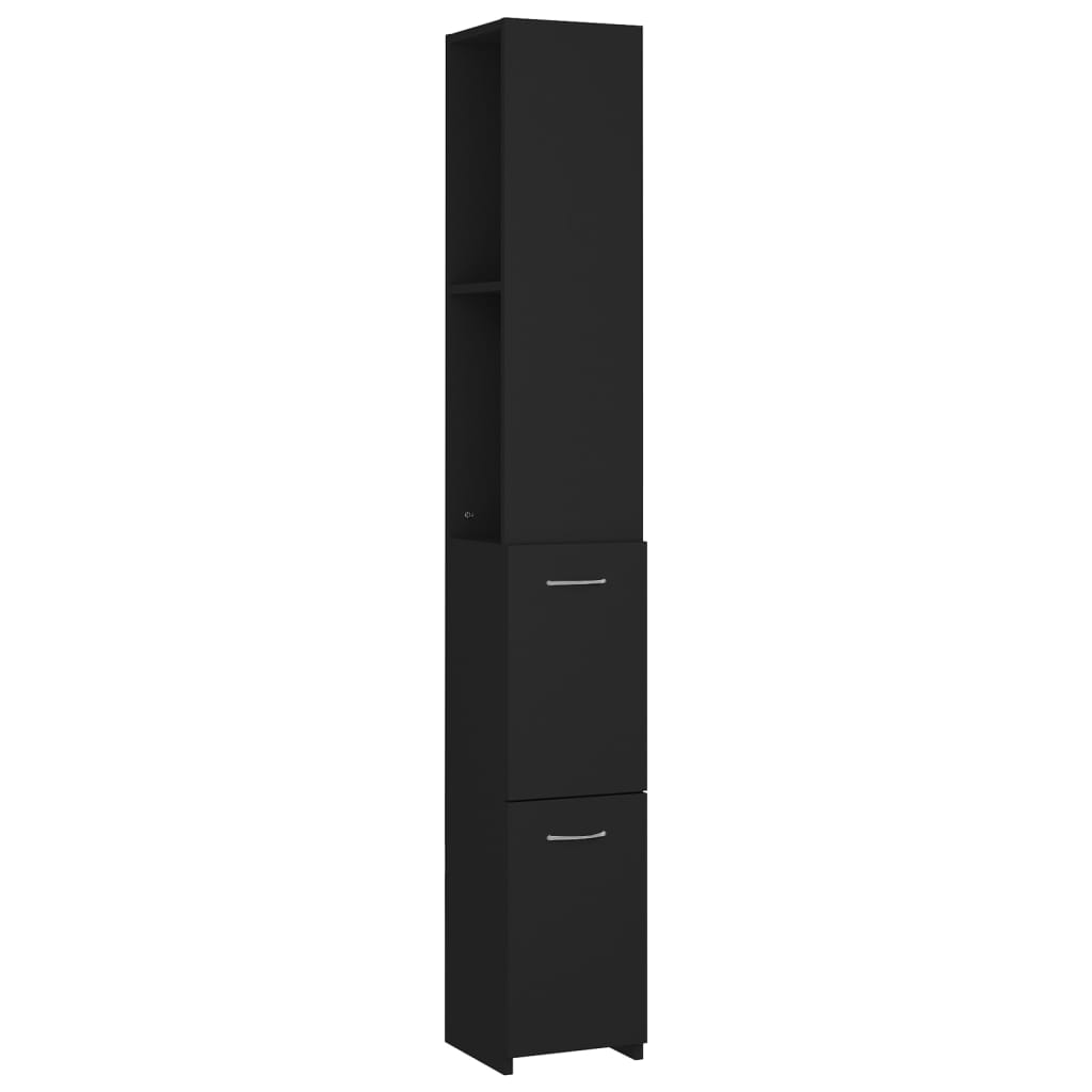 Badezimmerschrank Schwarz 25x25x170 cm Holzwerkstoff