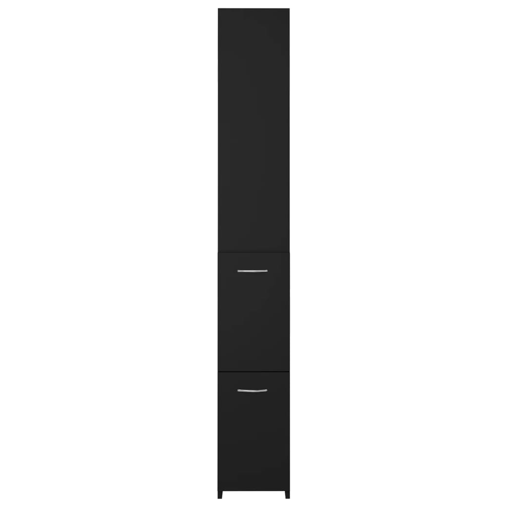 Badezimmerschrank Schwarz 25x25x170 cm Holzwerkstoff