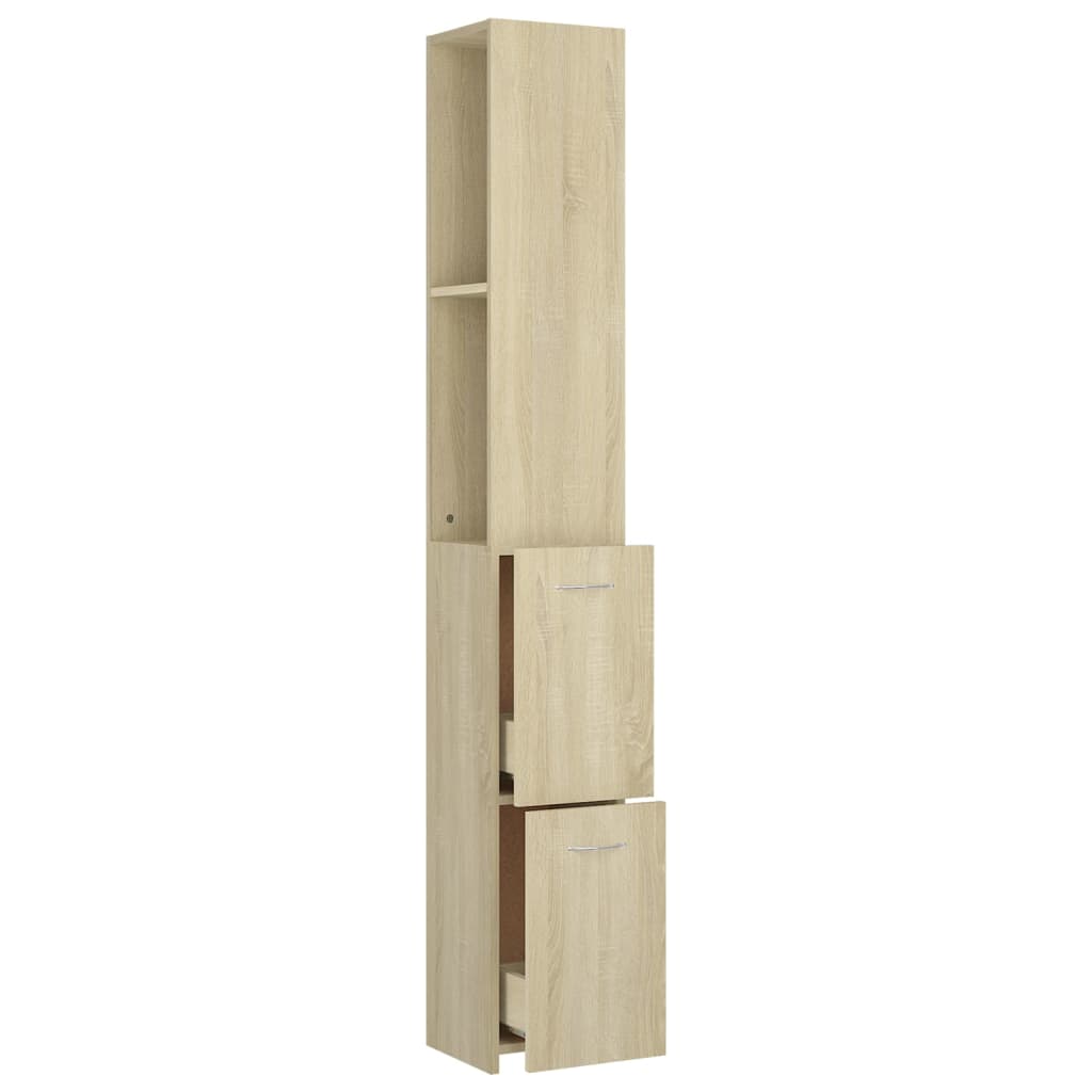 Badezimmerschrank Sonoma-Eiche 25x25x170 cm Holzwerkstoff