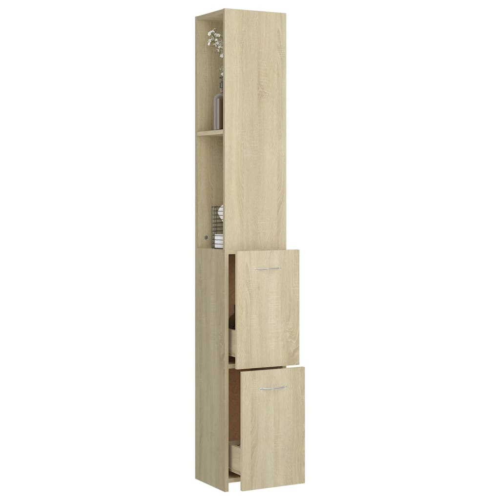 Badezimmerschrank Sonoma-Eiche 25x25x170 cm Holzwerkstoff
