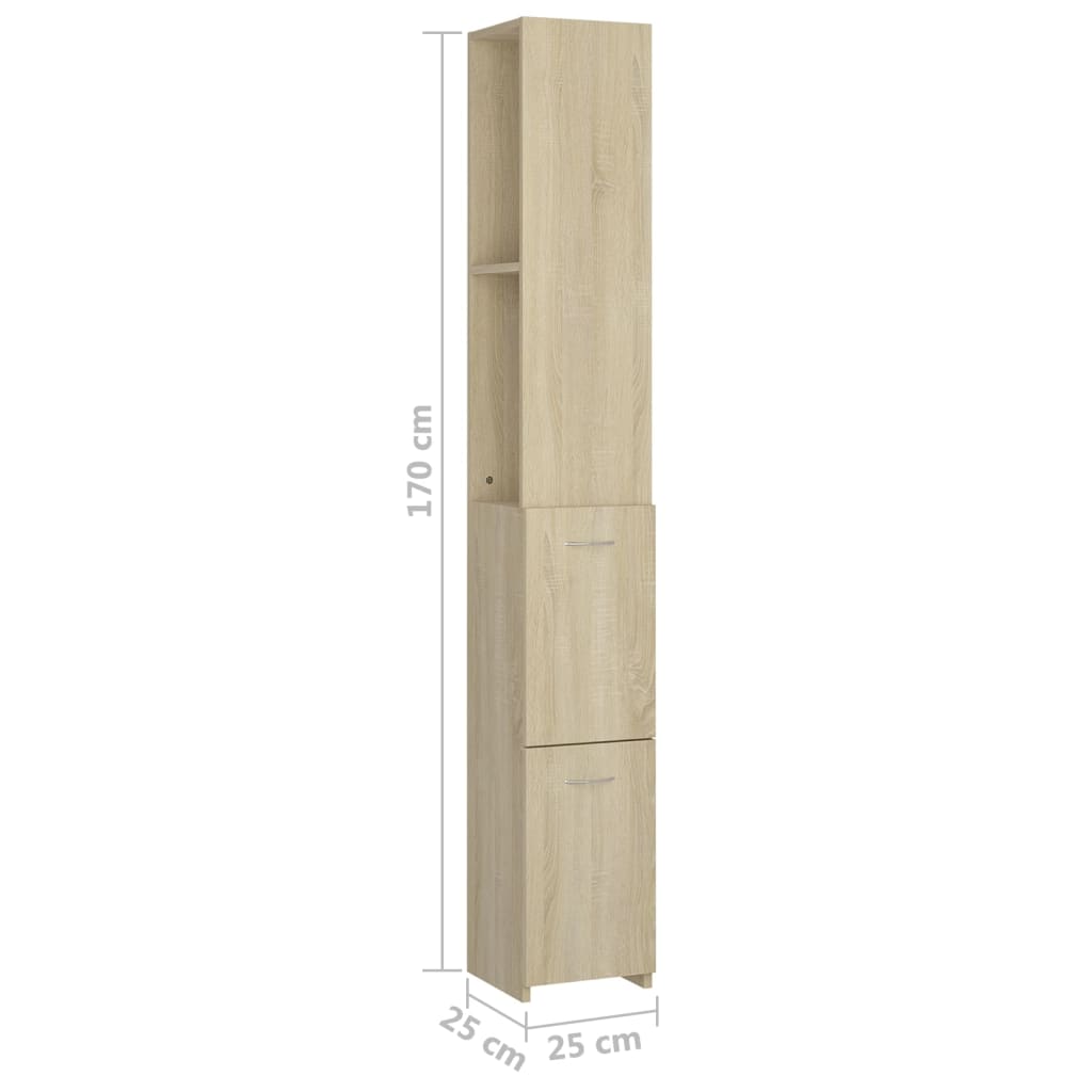 Badezimmerschrank Sonoma-Eiche 25x25x170 cm Holzwerkstoff