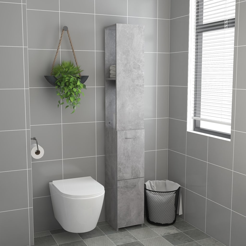 Badezimmerschrank Betongrau 25x25x170 cm Spanplatte
