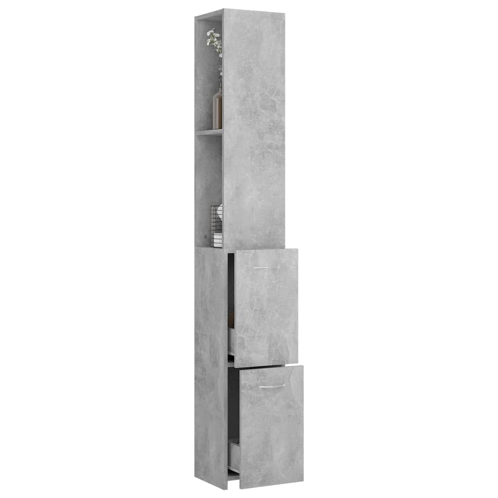 Badezimmerschrank Betongrau 25x25x170 cm Spanplatte