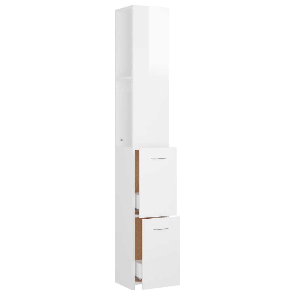 Badezimmerschrank Hochglanz-Weiß 25x25x170 cm Spanplatte