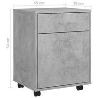 Thumbnail for Rollschrank Betongrau 45x38x54 cm Holzwerkstoff