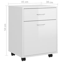 Thumbnail for Rollschrank Hochglanz-Weiß 45x38x54 cm Holzwerkstoff