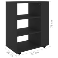 Thumbnail for Rollschrank Schwarz 60x35x75 cm Holzwerkstoff