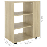 Thumbnail for Rollschrank Sonoma-Eiche 60x35x75 cm Holzwerkstoff