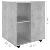 Thumbnail for Rollschrank Betongrau 60x53x72 cm Holzwerkstoff