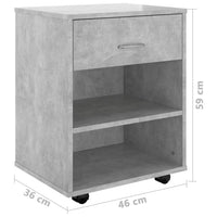 Thumbnail for Rollschrank Betongrau 46x36x59 cm Holzwerkstoff