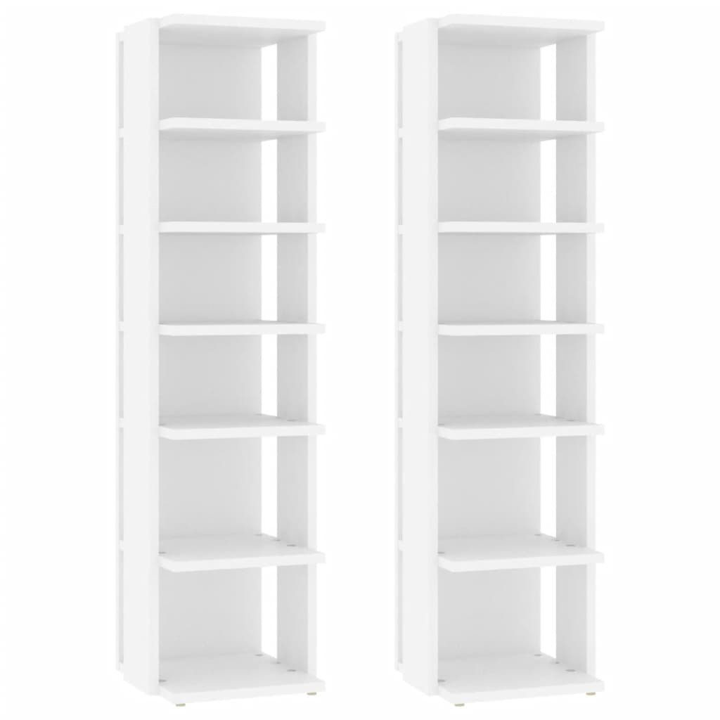 Schuhschränke 2 Stk. Weiß 27,5x27x102 cm Holzwerkstoff