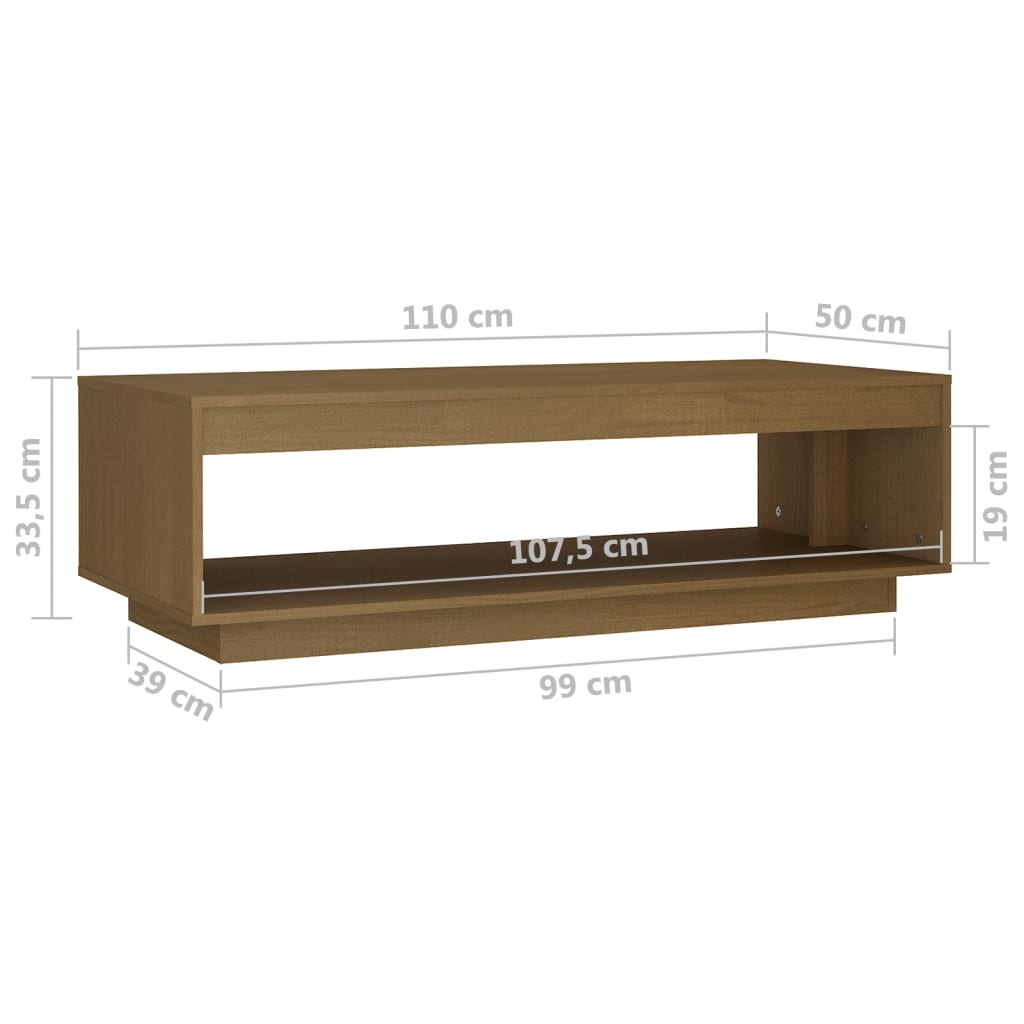 Couchtisch Honigbraun 110x50x33,5 cm Kiefer Massivholz