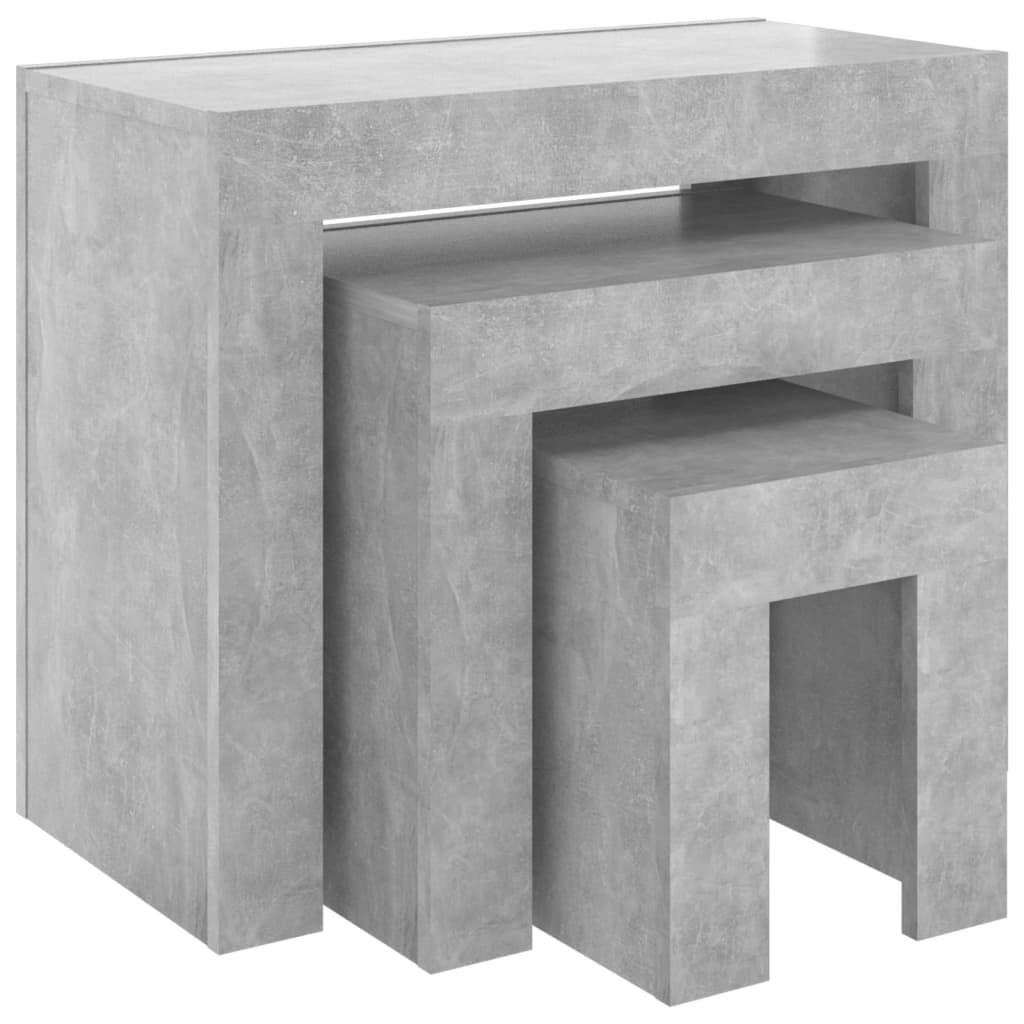 Satztische 3 Stk. Betongrau Spanplatte
