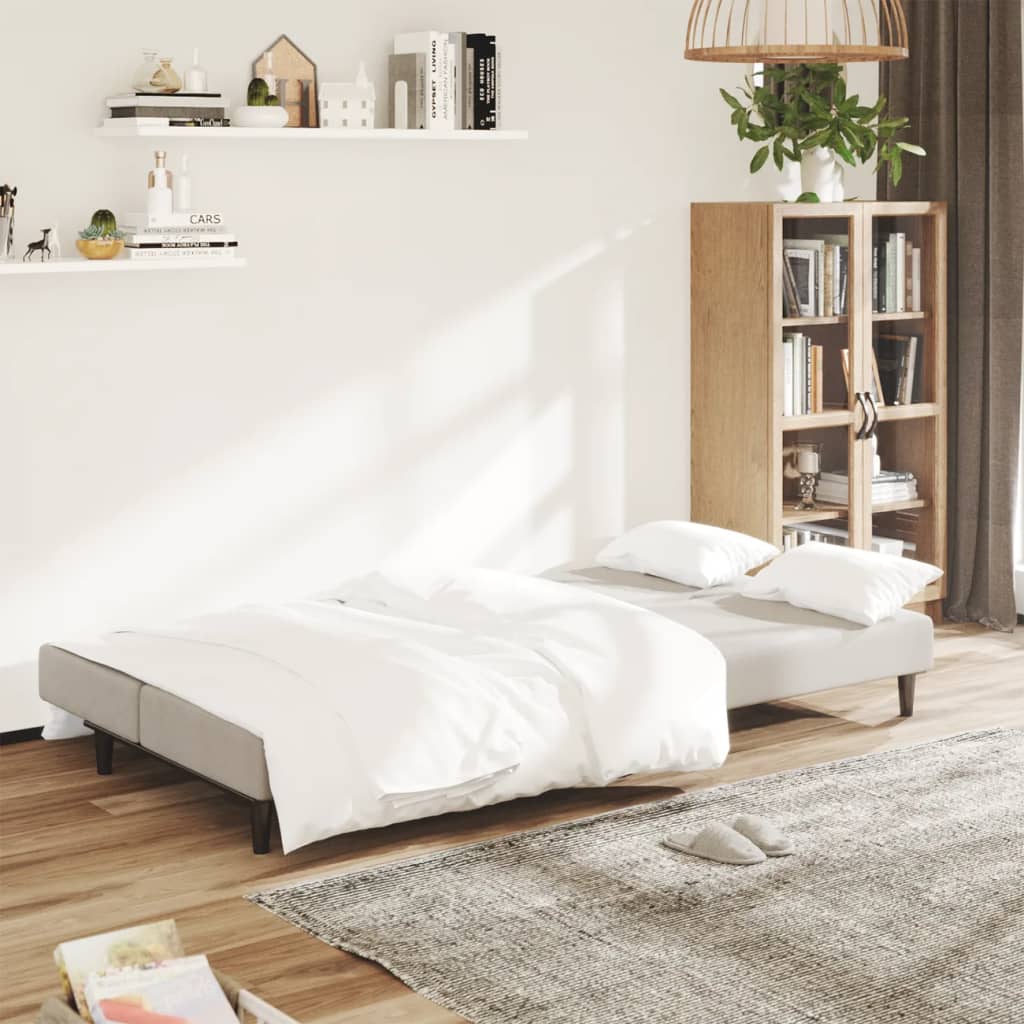 Schlafsofa 2-Sitzer Hellgrau Samt