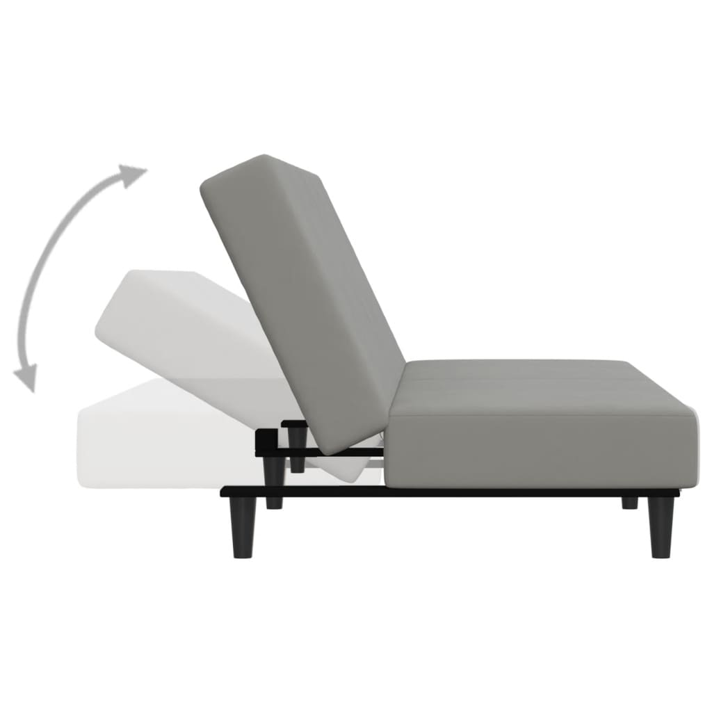 Schlafsofa 2-Sitzer Hellgrau Samt