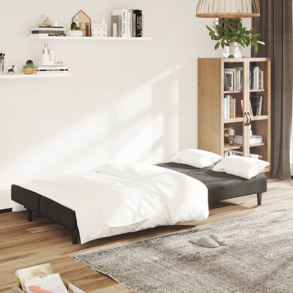 Schlafsofa 2-Sitzer Dunkelgrau Samt