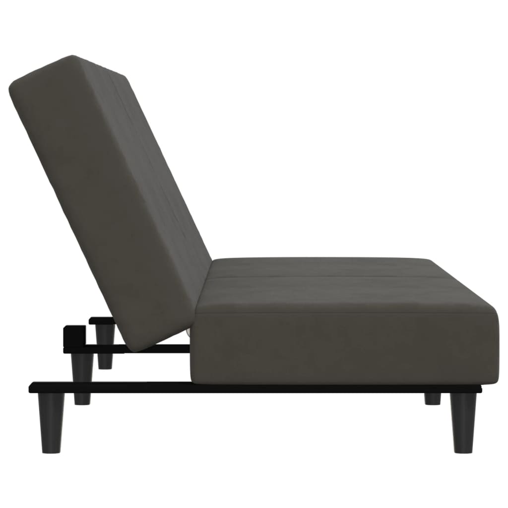 Schlafsofa 2-Sitzer Dunkelgrau Samt