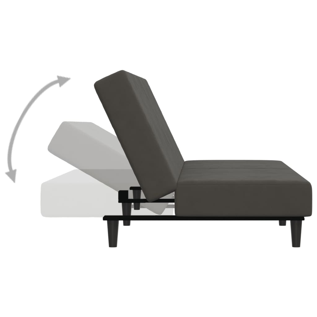 Schlafsofa 2-Sitzer Dunkelgrau Samt