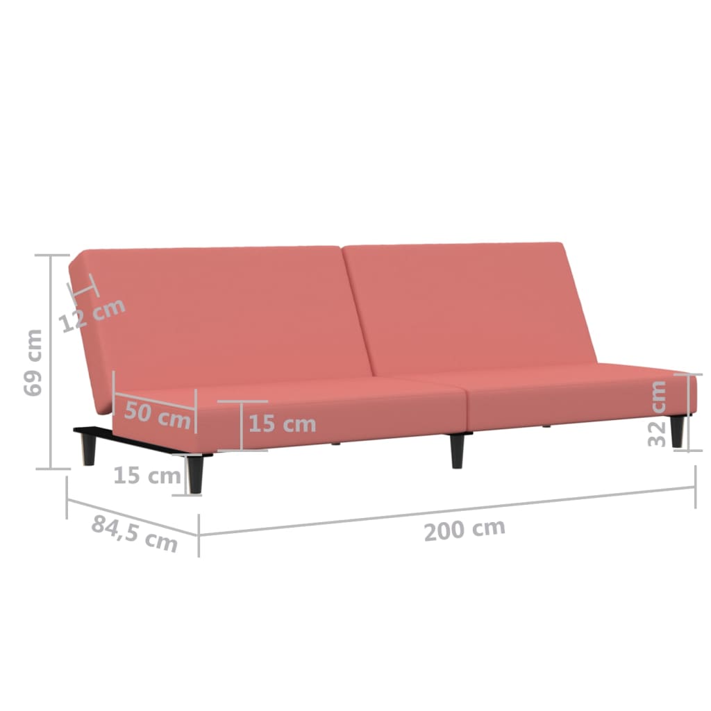 Schlafsofa 2-Sitzer Rosa Samt
