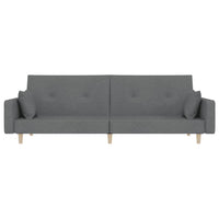 Thumbnail for Schlafsofa 2-Sitzer mit 2 Kissen Hellgrau Stoff