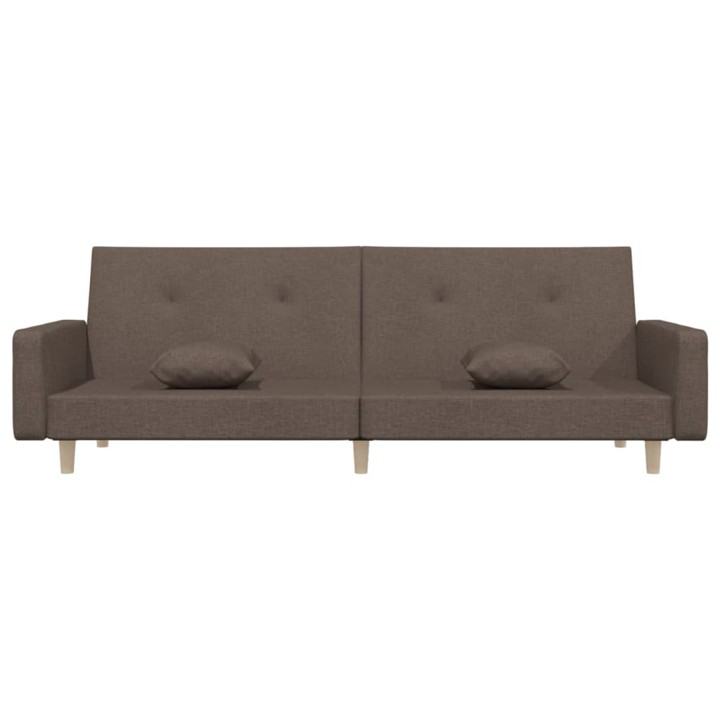 Schlafsofa 2-Sitzer mit 2 Kissen Taupe Stoff