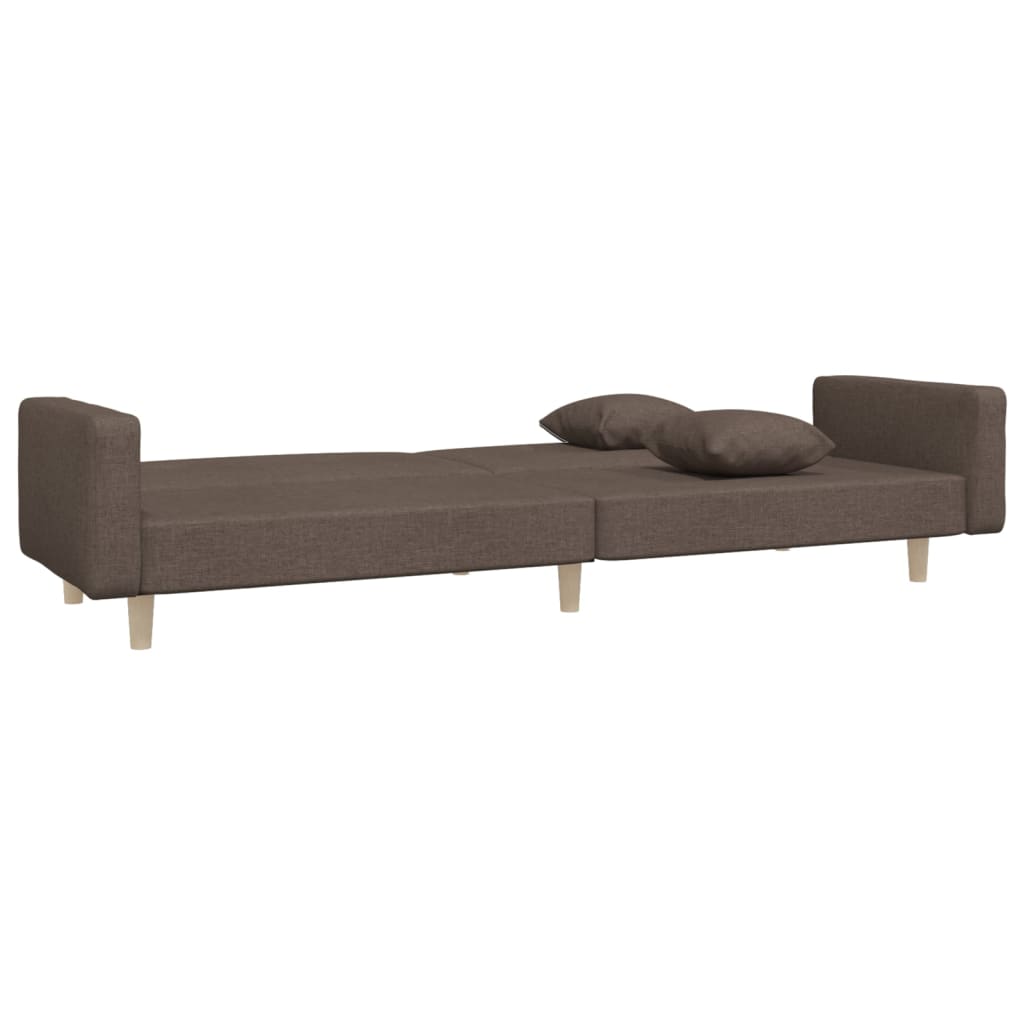Schlafsofa 2-Sitzer mit 2 Kissen Taupe Stoff