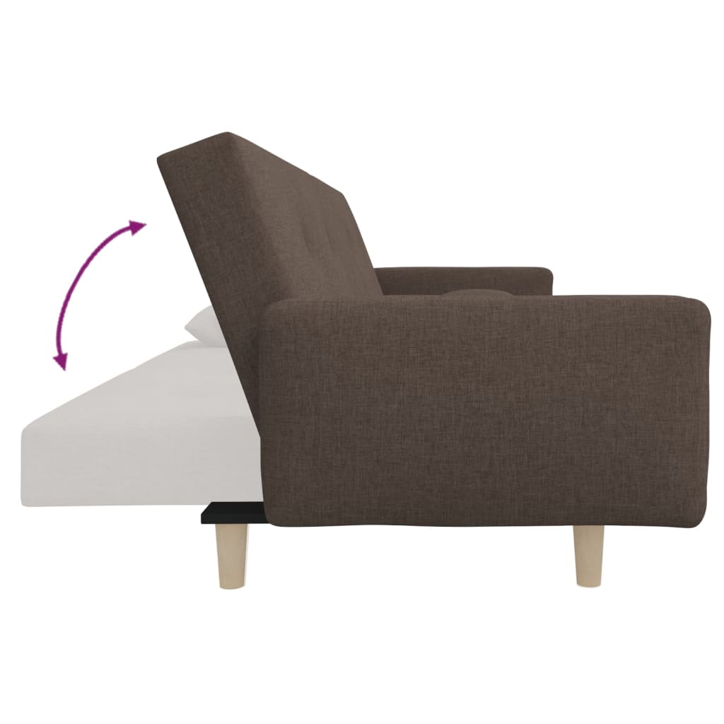 Schlafsofa 2-Sitzer mit 2 Kissen Taupe Stoff