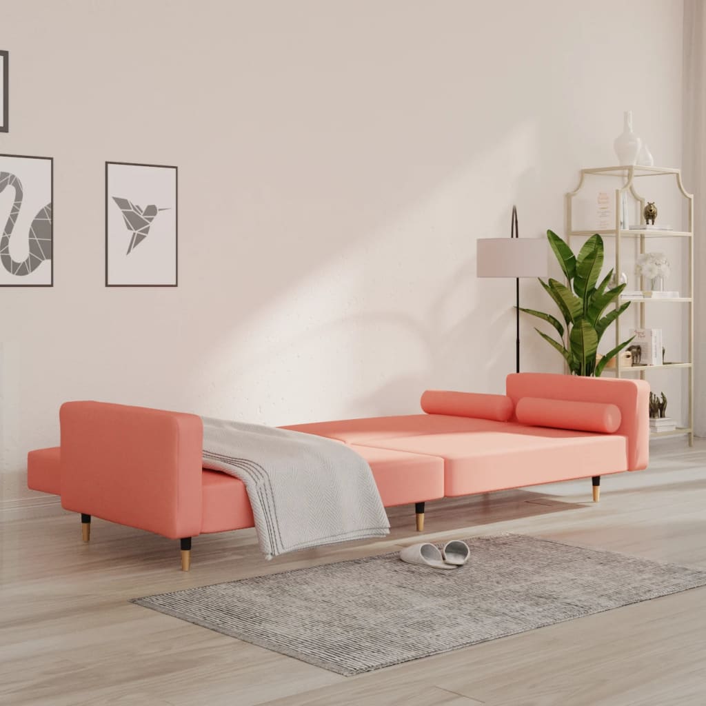 Schlafsofa 2-Sitzer mit 2 Kissen Rosa Samt