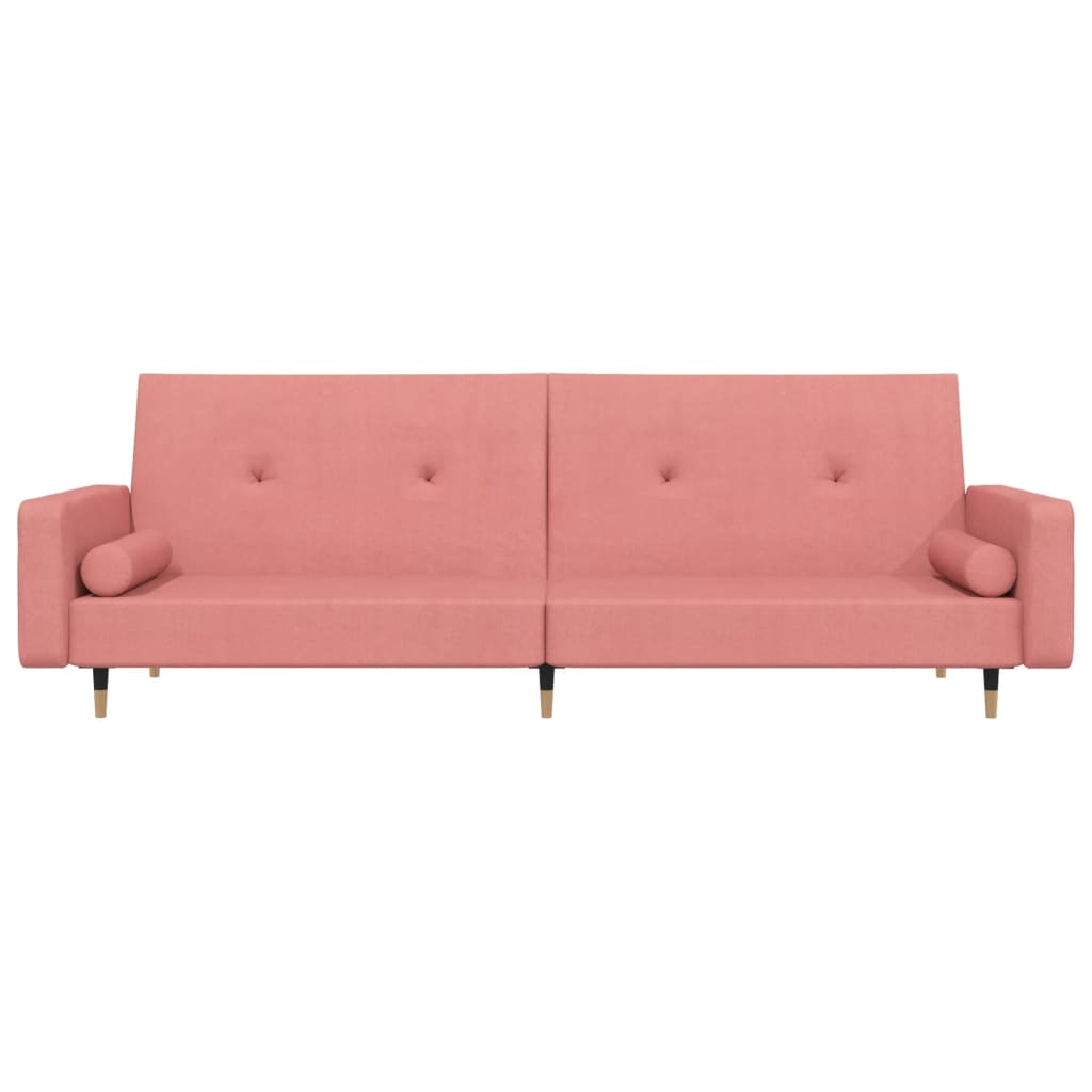 Schlafsofa 2-Sitzer mit 2 Kissen Rosa Samt